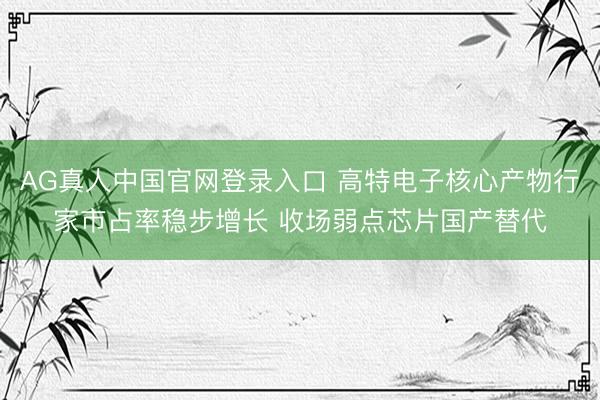 AG真人中国官网登录入口 高特电子核心产物行家市占率稳步增长 收场弱点芯片国产替代